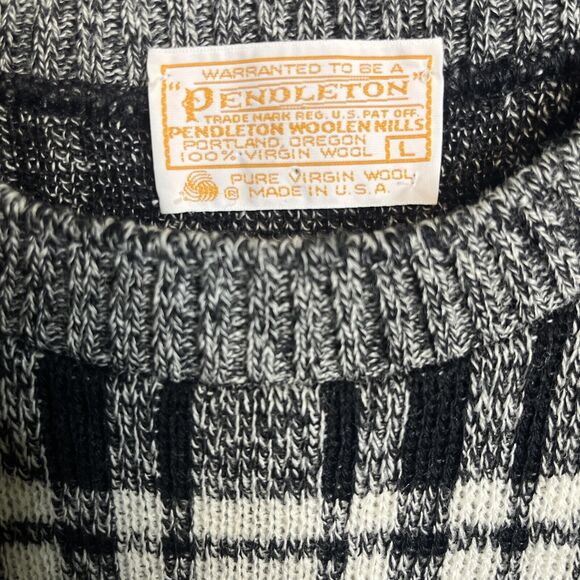 Pendleton Sweater Mens Large Black White Vest Pullover Wool Knit Adult Casual - Picture 3 of 7